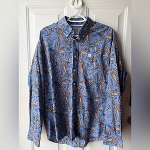 Cinch Men’s Blue Paisley Button Down Shirt – Size Small